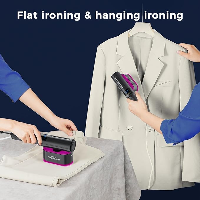 Portable Travel Steamer for Clothes, Fast Wrinkle Remover Garment Steamer for Home & Travel, 2-in-1 Iron & Steam with 90°Rotatable Head, Handheld Iron Steamer with 100ml Water Tank