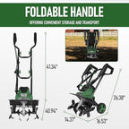 Prostormer Electric Tiller 14-Inch, 10-Amp Corded Cultivator with 14-Inch Tilling Width, Foldable Garden Rototiller with Wheels for Weeding and Soil Cultivation