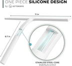 GÜTEWERK Silicone Shower Squeegee for Glass Doors & Mirrors with Stainless Steel Core, Streak-Free & No-Squeak Window Cleaning, 3-in-1 No-Drill Mount (Hook/Suction/Adhesive),White, 11 Inches