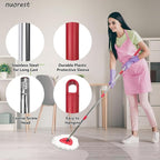 Spin Mop Replacement Set for O-Ceda EasyWring 1-Tank System, Includes 2 Mop Head Replacement, 1 Mop Handle (30-58in Adjustable 4-Section Pole), 1 Spin Base