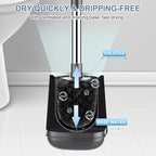 SetSail Toilet Brush and Holder 2 Pack, Self Closing Lid Toilet Bowl Brushes Holder and Extra Long Handle Ventilated Toilet Brush Set for Bathroom Cleaning, Nylon Bristles, Grey