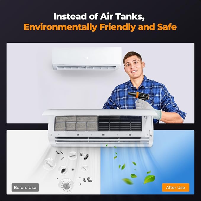 K&F CONCEPT Long-Lasting Compressed Air Duster, 8000mAh-150min Endurance| 150000RPM|LED Light|3 Gear Adjustable|Rechargeable Brushless Motor|for Computer, Keyboard, Car, Home