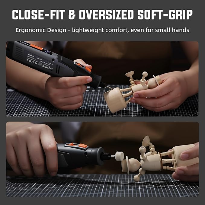 Katerk Cordless Rotary Tool, 4000mAh Battery, 6-Speed, 28000RPM, Rotary Tool Kit with 70 Accessories Light duty Engraving Pen for Sanding, Polishing, Drilling, Etching, Grinding, Wood Carving