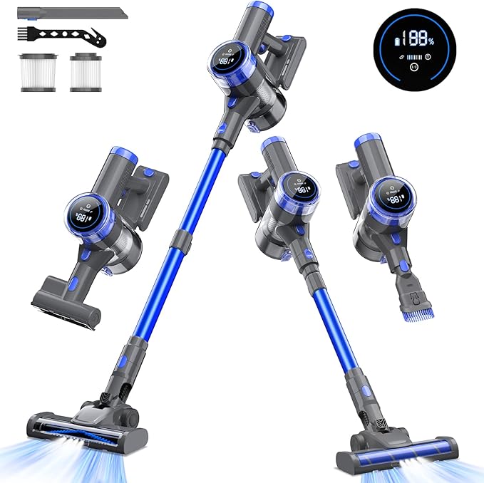 Cordless Vacuum Cleaner, 10-in-1 Lightweight Stick Vacuum with 33 kPa Powerful Suction, 45-Min Runtime, Rechargeable Vacuum Cordless for Home Hard Floor Low-Pile Carpet and Pet Hair