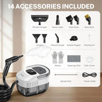 ODSD Steam Cleaner for Home & Car, 3-Level Adjustable Steamer for Cleaning, 15s Heat-Up & 1.6L Large Tank, Handheld Steam Cleaner for Car Detailing, Home, Tile, Grout, Furniture with 15pcs Accessories