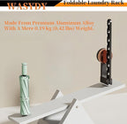 Wall Mounted Clothes Drying Rack,Laundry Dryer Hanger With Suction Cup,Foldable Aluminum Space Saving Laundry Hanger Wall Mount,Folding Portable Clothes Hanger For Laundry Room,Bathroom,RV,Travel