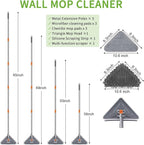 Long Handle Wall Mop 85 Inch, Wall Cleaner Ceiling Duster Extension Pole 39" to 85", 360° Rotatable Baseboard Wall Window Duster, Dry Dust /Wet Wash Cleaning Tool with 6 Replacement Chenille Pads