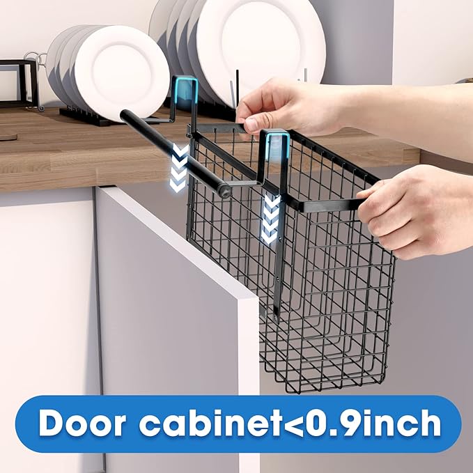 2 Pack Cabinet Door Organizer,Over The Cabinet Door Organizer with Towel Bars,Hang Over Cabinet Door Storage, Kitchen Cabinet Door Organizer for Cutting Board, Baking Sheet, Foil, Plastic Wrap