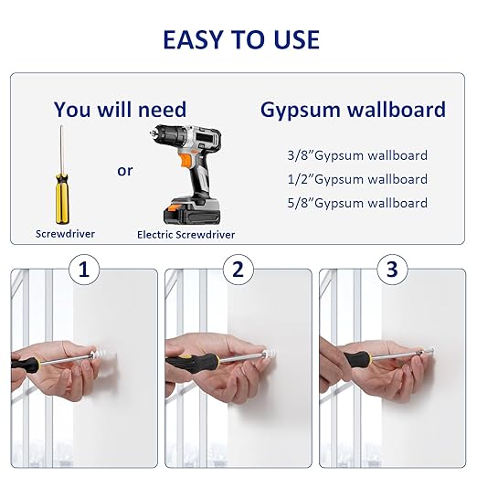 Wall Anchors, Drywall Anchors and Screws Kit #8 100PCS Self Drilling Drywall Anchor and Screws for Drywall, Sheetrock, Plaster Wall Hanging and Mounting 50-75lbs(50 Pairs)
