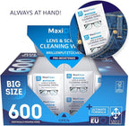 Glasses Wipes Lens Cleaner - Lens Wipes for Eyeglasses - 600 Pre-moistened Individually Wrapped Wipes for Eye Glasses, Electronics, Phone, Computer, Laptop Screen - Camera Lens Cleaner - Made in EU