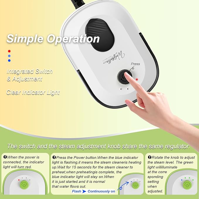 Steam Cleaner,15s Heat-Up,1.4L Tank,Steamer for Cleaning with 10 pcs Accessories,Multi-2500W High Temperature and Pressure handheld steamer,Steam Clea (3-Black&White)