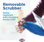 Clorox Extendable Tub & Tile Scrubber with Polyurethane Head – Heavy Duty Bathroom Cleaning Brush with Bonus Refill, Pivoting Head, Replaceable Pad, Works with Clorox Wipes