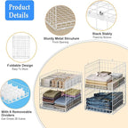 4 Tier Closet Organizers and Storage Shelves, Collapsible Stackable Storage Drawers Organizer Shelf Bins Baskets Containers for Truck Camper RV Closet Cupboard Wardrobe,Narrow, Sturdy Metal Frame