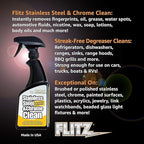 Flitz Stainless Steel & Chrome Clean - 16oz Bottle, USA-Made Stainless Steel Cleaner Spray for Appliances - Grill, Fridge, Sink Stain Remover - Also Works on Aluminum Surfaces (6 Pack)