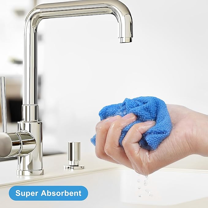 LIVOS Microfiber Cleaning Cloth Roll - 80 Pack, Reusable Paper Towels, Microfiber Towels for Cars, Super Absorbent Lint Free Cleaning Rags for House, Kitchen, Window-Check Blue, 11.5"x11.5"