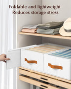 Homsorout Clothes Organizers and Storage - 4/5/7 Grids Fabric Jeans Organizer with Handles, Foldable Closet Organizers Dividers, Wardrobe organizer for Pant, Sweater, T-shirt, Scarf, 6 Pack, White