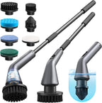 Electric Spin Scrubber, IPX7 Waterproof Dual Speed Cordless Cleaning Brush with 7 Brush Heads, Extendable Long Handle Shower Scrubber for Bathroom Shower Bathtub Glass Tub Tile Floor Car