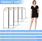 Garment Bags for Hanging Clothes 24'' x 40'' (Set of 12) Coat Covers for Closet Foldable Washable Dress Bags for Hanging Clothes for Long Dress Dance Costumes Suits Gowns Coats