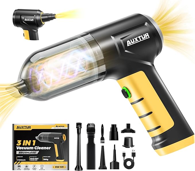 Handheld Car Vacuum Cleaner 3 in 1 High Power|15000PA Brushless Motor|Super Suction Portable Vacuum with Super Endurance for Car and Home