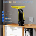 Cordless Window Vacuum Squeegee, Window Vac with Detachable Water Tank and Strong Suction, Electric Window Cleaning Tool for Shower Wall, Mirror, Glass, Car Windshield, Countertop, Tile