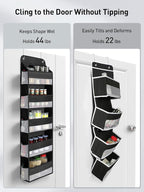 Yecaye 2 Pc Over the Door Organizer with 5 Bins 10 Side Pockets, 44lbs Load Hanging Bathroom and Bedroom Organizer, behind the Door Hanging Organizers for Nursery Newborn Baby Essential Stuff Black