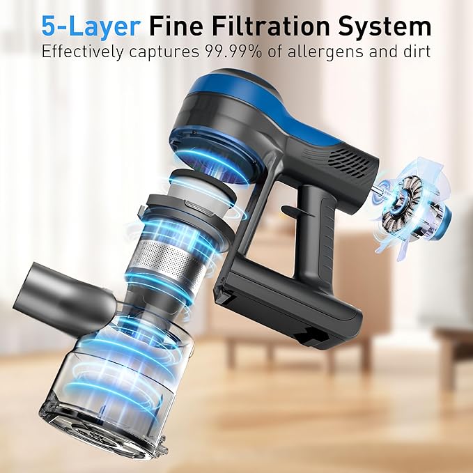 250W 25KPa Suction Cordless Vacuum Cleaner, 6-in-1 Lightweight Stick Vacuum with LED Display, 45 Mins Runtime for Hard Floor, Carpet, Pet Hair, Car Cleaning