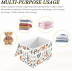 senya Large Storage Bins with Linen Collapsible Foldable Storage Cubes Fabric Closet Organizer Containers box with Flip-Top Lid for Home Bedroom Office 16.7 x 12.6 x 11.8in (Linen-woodland)