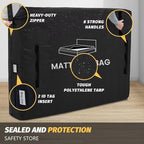 Mattress Bags for Moving and Storage, BETU Waterproof Mattress Protector King Mattress Cover with 8 Heavy Duty Handles and Zipper Extra Thick Moving Supplies for Bed (2 Pack:82x79x13.5 Black)