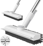 AIR U+ 2 Pack Floor Scrub Brush with Long Handle, 3 in 1 Scrape and Heavy-Duty Stiff Bristle Scrubber Brush for Cleaning Shower Bathroom, Patio, Garage, Kitchen, Wall and Deck