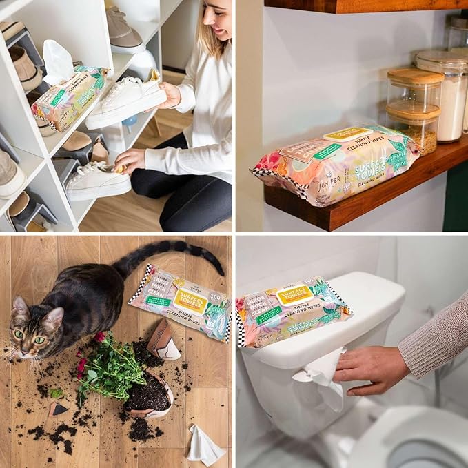 Single Surface Cleaning Wipes Bleach Free, Thick & Large Dispose, All-Purpose Cleaner for Bathroom, Kitchen, Office, 100 Count Soft Flow, Biodegradable, Citrus Scent