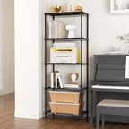5 Tier Adjustable Storage Shelves Heavy Duty Metal Utility Shelf 750LBS Capacity Wire Shelving Unit Organizer Rack for Home Kitchen Office Bathroom Pantry Room 12" D x 22" W x 59" H Black