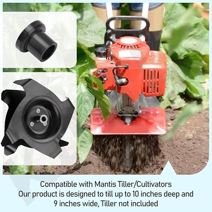 Upgrade 1622 Power Tiller Tines Compatible with Man-tis 7222, 7225, 7260, 7261, 7262, 7920, 7924, 7940 Tiller/Cultivators, Till up to 10-Inch deep and 9-Inch, It Can Effectively Loosen and Treat Soil