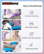 PACIFIC PPE 4 Pairs Reusable Dishwashing Cleaning Gloves with Latex Free, Cotton Lining, Kitchen Gloves, Blue, Large
