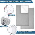 SEVENWELL Silver Polishing Cloth, Jewelry Cleaner Cloth for Sterling Silver Jewelry, Gold, Platinum, Silverware, Diamonds, Gemstones, Coins (4pcs Light Gray)