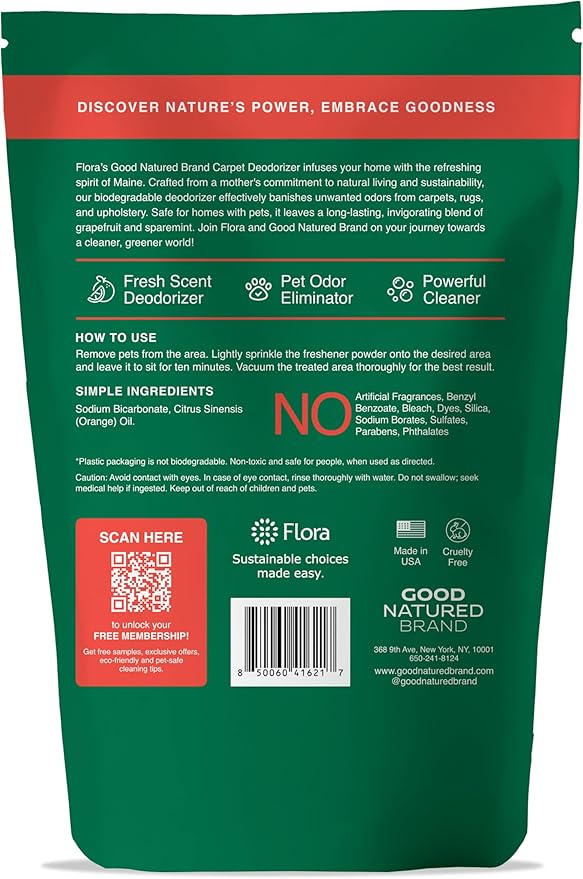 Good Natured Brand | Carpet Deodorizer & Freshener Powder | 31 oz Pet Odor Eliminator for Strong Odor & Pet Urine | Fresh Natural Grapefruit & Spearmint Scent | Safe for Homes with Pets