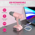 WORKPRO Pink Cordless Drill Driver Set, 12V Electric Power Drill Tool Kit with 6 Pcs Bits, 3/8-Inch Keyless Chuck, Variable Speed, 18 Touque Setting, Type-C Charge Cable, Led Light, Pink Ribbon