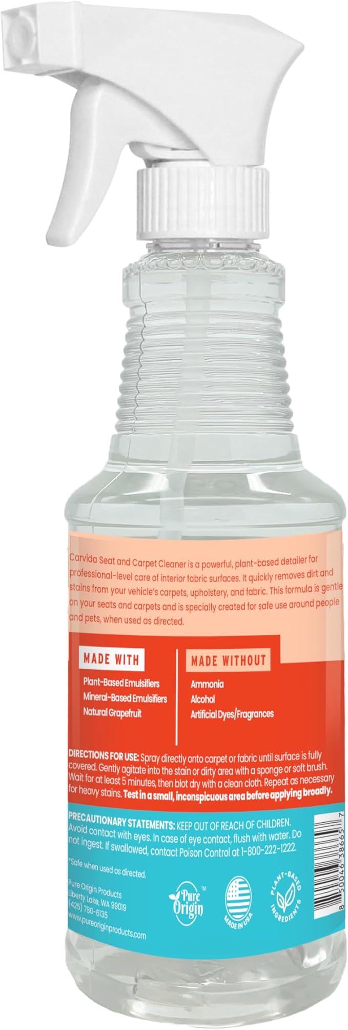 Seat & Carpet Instant Cleaner - Stain Remover Spray for Automotive Fabric Seats and Carpets, Grapefruit Scent, 16oz