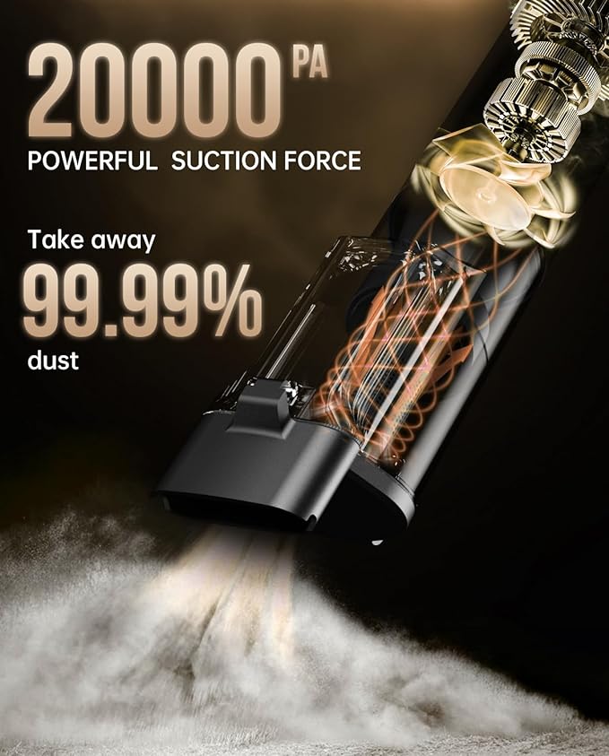 Car Vacuum, Portable Vacuum for Car with 20000PA, 5 in 1 Handheld Car Vacuum Portable Cordless with Flexible Hose, 50 Mins Runtime,3H Type-C Fast Charge, Handheld Vacuum for Car, Home,Cleaning