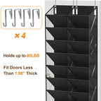 UVIAHOMI 20-30 Pairs Over the Door Shoe Organizer, Clear Pockets Hanging Shoe Storage for Closet, 10-Tier Door Shoes Rack, Handing Shoes Holder Fit All the Family's Sneakers, Boots, Heels, Black