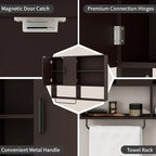 Wooden Bathroom Organizers, Over The Toilet Storage Cabinet with 2 Doors, Adjustable Shelves & Towel Bar, Wall Mounted Medicine Cabinet for Kitchen & Laundry, Espresso