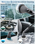 Electric Spin Scrubber, IPX7 Waterproof Dual Speed Cordless Cleaning Brush with 7 Brush Heads, Extendable Long Handle Shower Scrubber for Bathroom Shower Bathtub Glass Tub Tile Floor Car