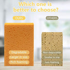 Cellulose Sponges, Large Size 4" x 6" x 1" - Heavy Duty Scrub Kitchen Sponge, Clean Tough Messes Without Scratching Kitchen Cleaning Pads, Pop Up Eco DIY (6 Pack), Yellow
