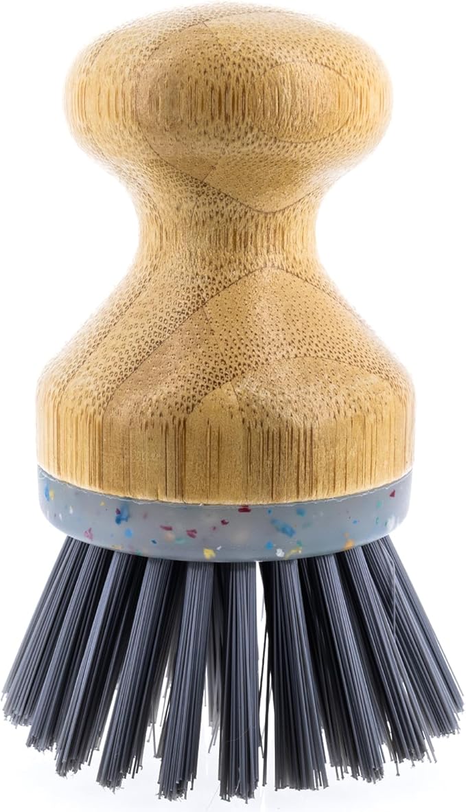 Beille 1pc Dish Brush with Bamboo Palm Handle and Heavy Duty Bristles Kitchen Essentials