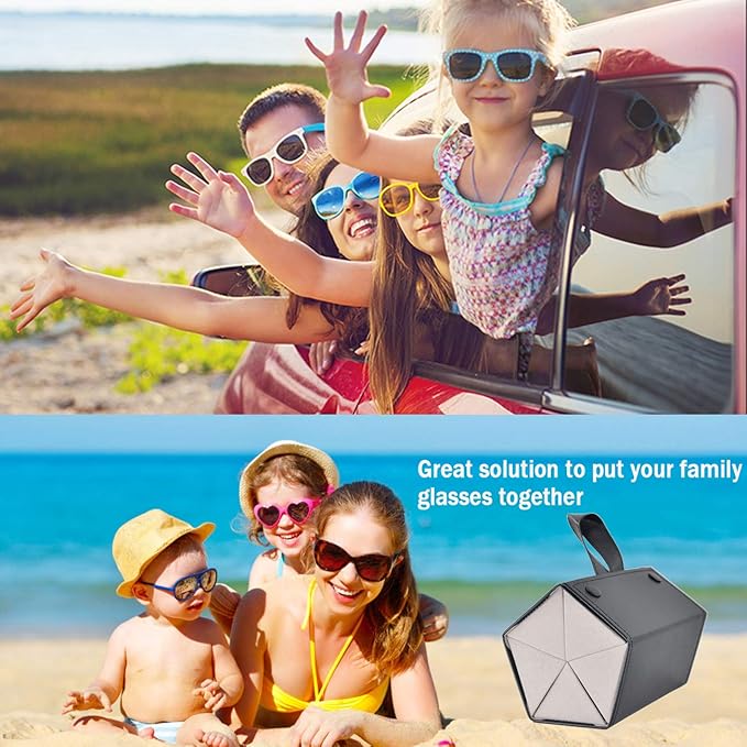 Kenpal Sunglasses Storage Organizer Holder Foldable Travel Case with 5 Slot Compartments for Multiple Glasses
