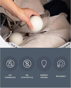 GroundLuxe Premium New Zealand Wool Dryer Balls - 6-Pack, 100% Organic, Hand-Felted, Reusable, Reduce Drying Time - Natural Fabric Softening, Wrinkle & Static Reduction