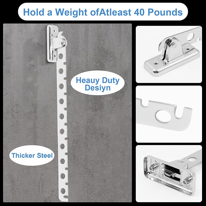 ACNISM Wall Mounted Clothes Rack, Laundry Hanger Wall Mount, Retractable & Foldable Drying Rack with 180° Rotation, Space-Saver for Laundry Room & Bedroom, Bathroom Closet Storage, 1-Pack, Silver