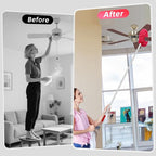 DRQ Ceiling Fan Cleaner Duster, 2 Pack Reusable Microfiber Duster with Extension Pole, 13 to 50 Inch Fan Blade Cleaner, Removable Dusters for Cleaning Walls Bookshelves Door Window Top (Rose Red)