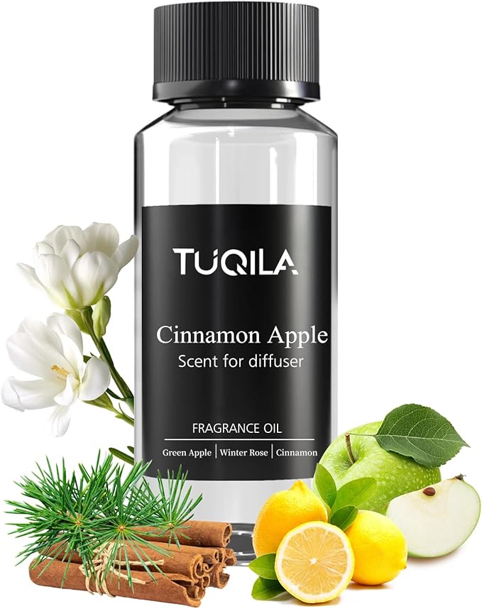 Cinnamon pple Essential Scent Oil - 120ML Waterless Diffuser Oil for Cold Air Diffusers, Luxury Home Fragrance Oils, Natural Flavor Aromatherapy Oils for Spa, Office, Long-Lasting Refill