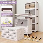 Luxdecor 300Qt Storage Bins With Lids-Stackable Plastic Storage Bins on Wheels, Closet Organizers and Storage,Collapsible Storage Cabinet with Doors for Office Garage Kitchen Under Stairs,5 Tier White