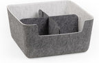Three by Three Seattle felt·like·it!™ Medium Cubby Storage Bin Set of 2 with Dividers – Eco-Friendly Recycled Felt Bins for Home & Office Organization, Charcoal